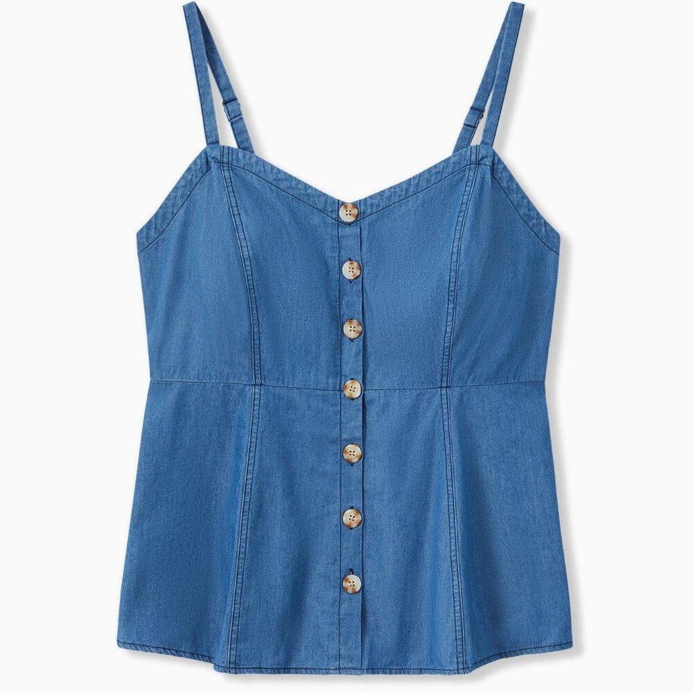 Torrid Blue Chambray Button Fit & Flare Cami